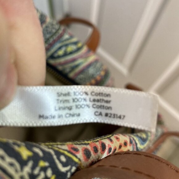 Talbots Paisley Cotton Leather Strap Purse Bag Pockets Pink Blue Spring Office - Picture 5 of 7